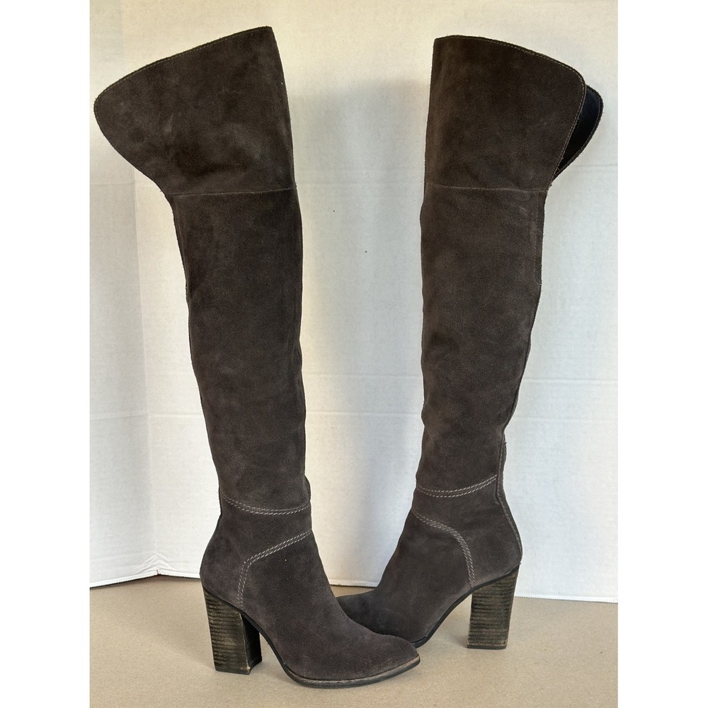 Dolce Vita Over‎ the Knee Suede Boots Dark Gray Leather Size 6 OTK 25" Tall